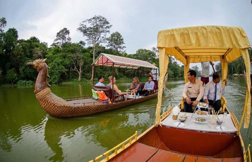 Angkor Bike tour & Gondola Sunset Boat - The Dragon Boat sunset finish