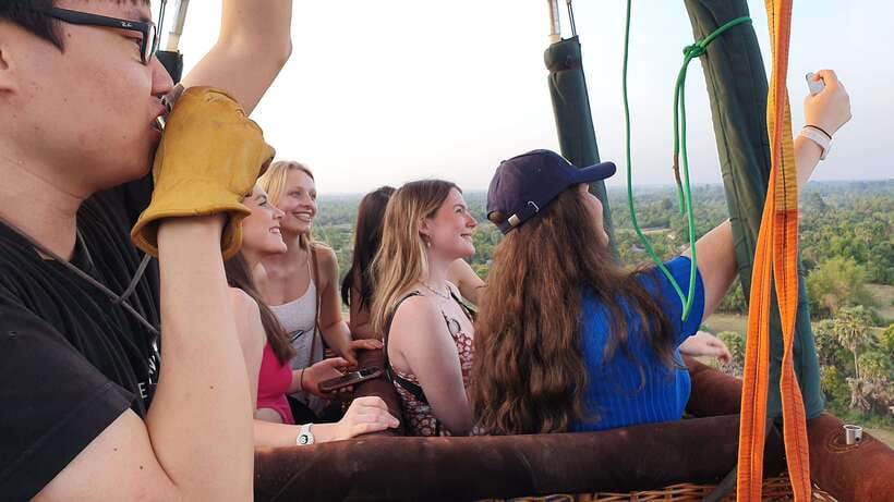 From Krong Siem Reap: Angkor Hot Air Balloon Ride w/ Pickup - Landing and the ride back