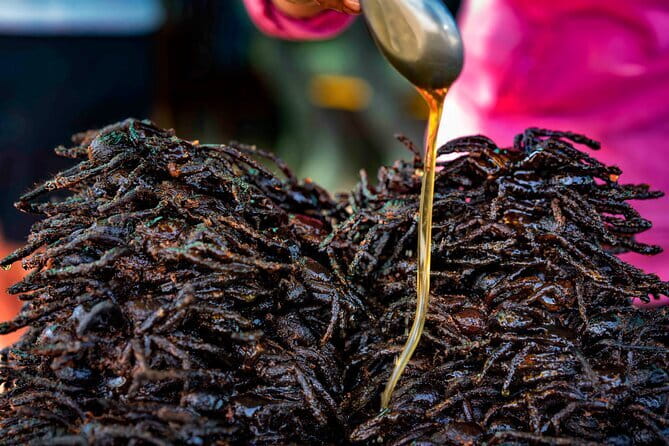 Private Taxi Phnom Penh To Siem Reap Include Floating Villages - Skuon, where the roadside snack gets eight legs
