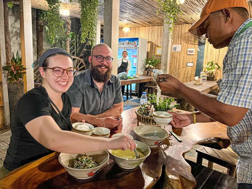 Siem Reap: Small Group Street Food Tour with Tuk-Tuk Ride - First tastings: spring rolls, chive cakes, and rice pancakes